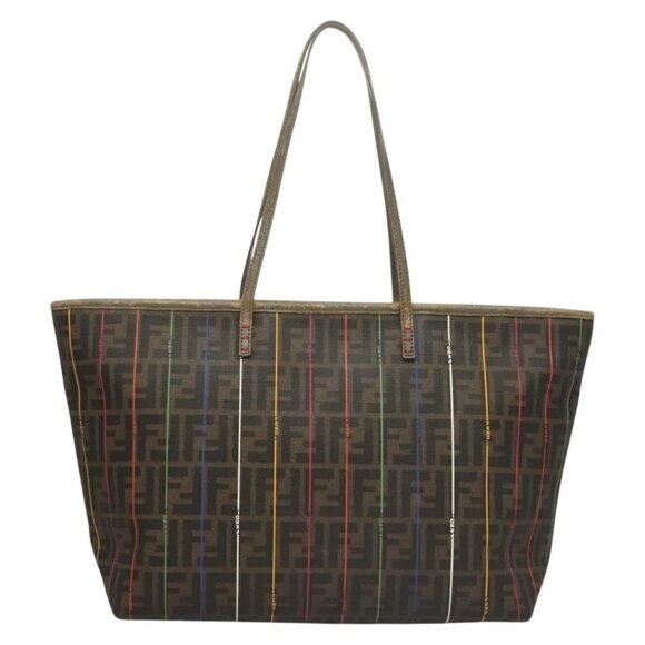 FENDI Zucca Canvas Tote Bag Brown Black Auth 136151 - Picture 2 of 16